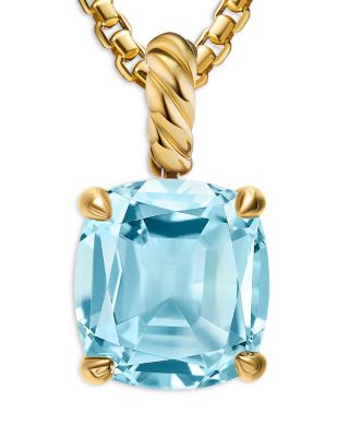 Marbella Pendant in 18K Yellow Gold with Sky Blue Topaz or Prasiolite, 12mm
