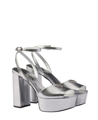  Women's Metallic Leather Platform Sandals