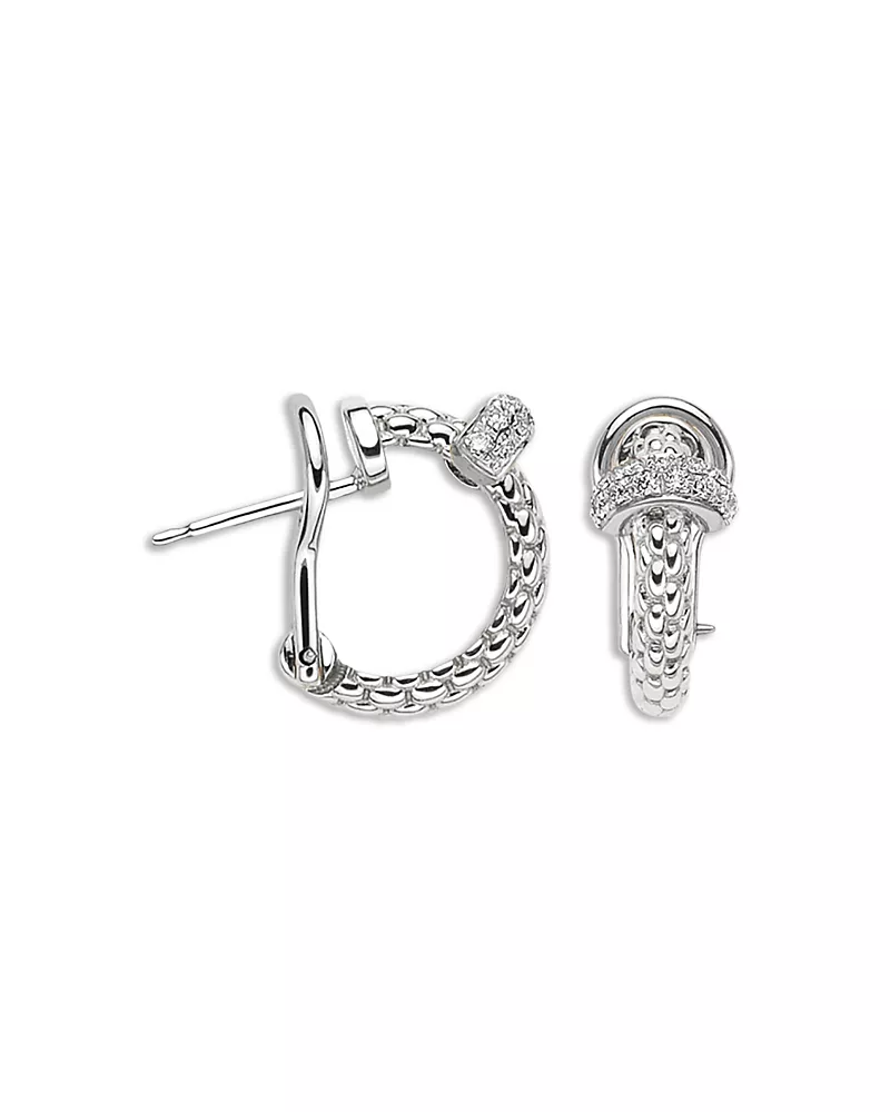 Fope 18K White Gold Prima Diamond White Gold Flex'it Hoop Earrings