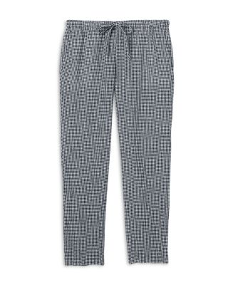 Puckered Linen Tapered Ankle Pants