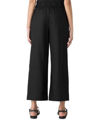 Linen Cropped Wide Leg Pants