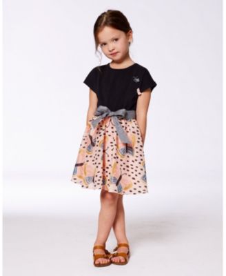  Girls' Bi-Material Dress with Printed Skirt - Little Kid