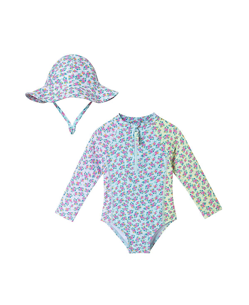 Andy & Evan Girls' Long Sleeve Floral Rashguard & Scrunchie Set - Baby
