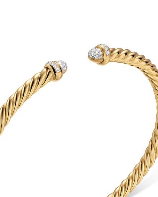 Cablespira&reg; Flex Station Bracelet in 18K Yellow Gold with Diamonds, 4mm