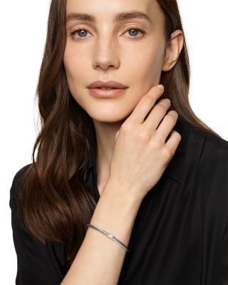 Cable Flex X Station Bracelet in Sterling Silver with Diamonds, 4mm  