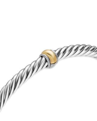 Cable Flex Station Bracelet in Sterling Silver with 14K Yellow Gold, 4mm