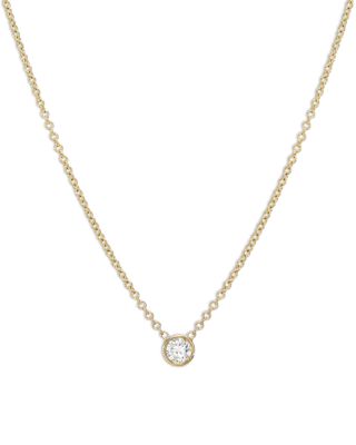 Zoe Lev - 14K Yellow Gold Diamond Bezel Fine Link Pendant Necklace, 16-18"