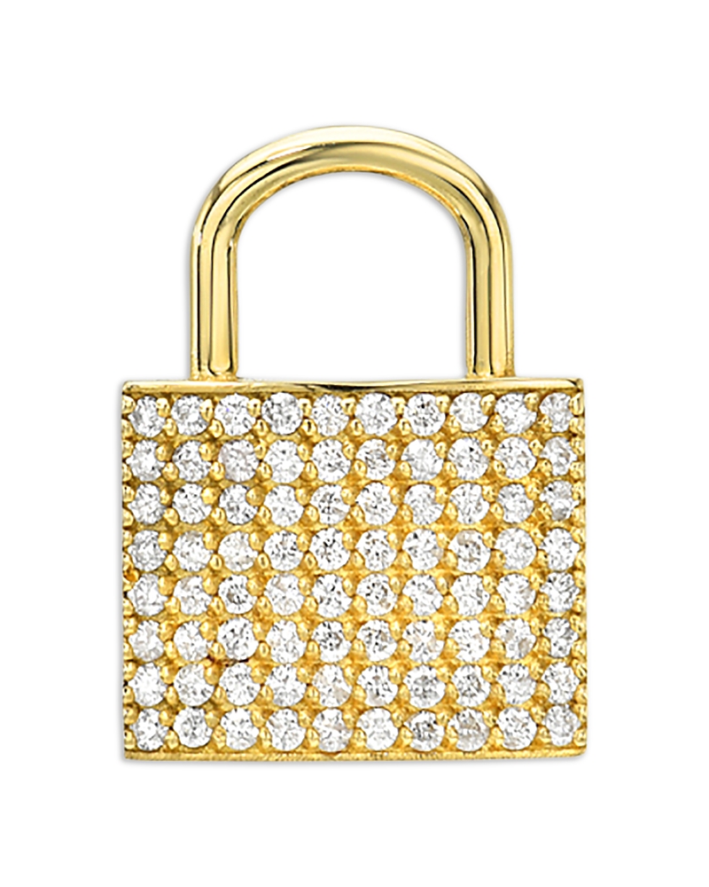 Zoe Lev 14k Yellow Gold Diamond Pave Padlock Charm Pendant In Gold