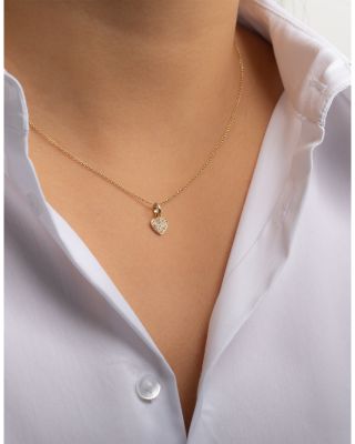 14K Yellow Gold Diamond Cluster Small Heart Charm Pendant