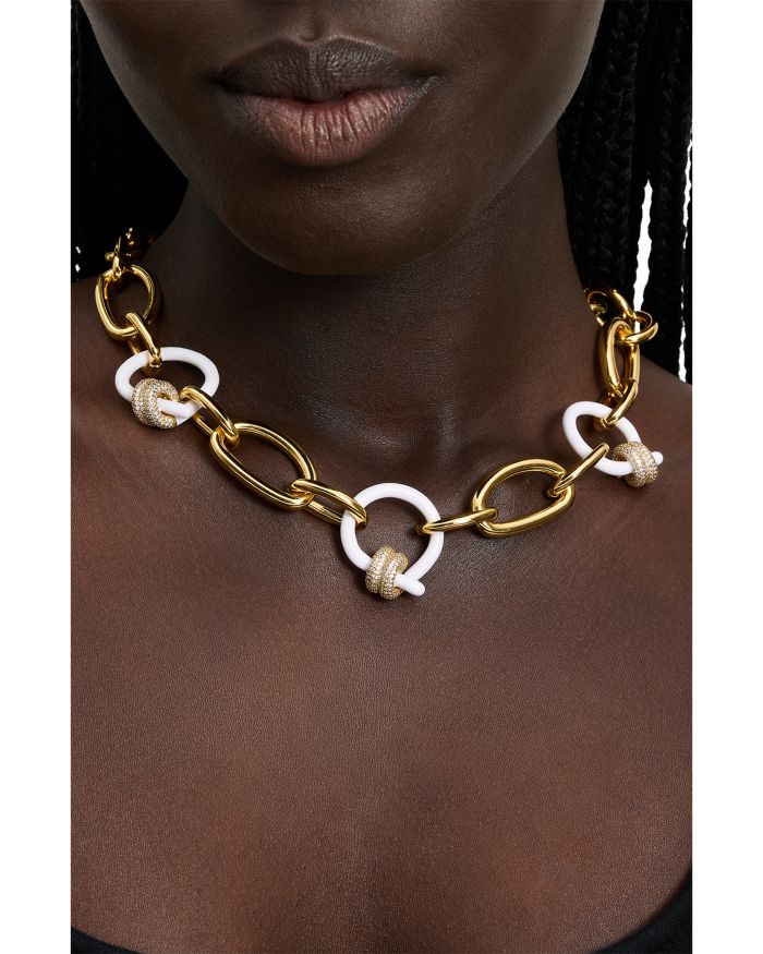 Ropes & Knots Cubic Zirconia & Enamel Large Link Toggle Collar Necklace, 18"