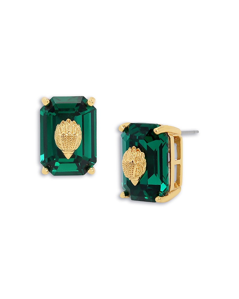 Kurt Geiger Signature Crystal & Eagle Head Stud Earrings In Green/gold