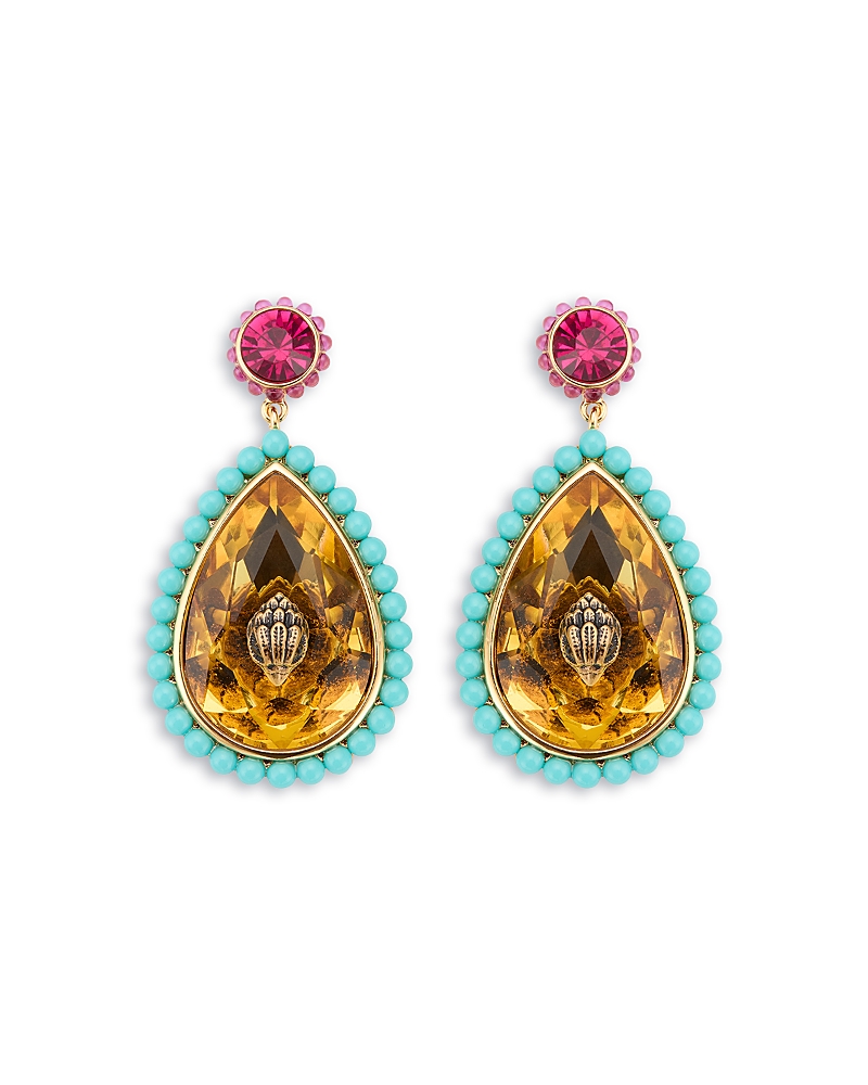 KURT GEIGER STATEMENT EAGLE VINTAGE SIGNATURE GEM DROP EARRINGS