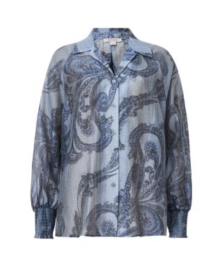 Isla Printed Smocked Cuff Shirt