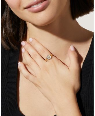 Ana Luisa Gold Signet Ring - Amara Mother of Pearl