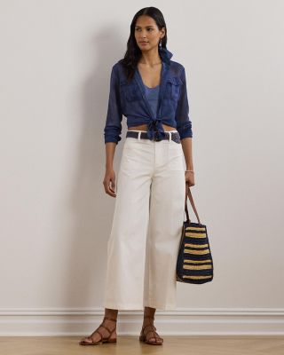 Stretch Chino Wide Leg Cropped Pants