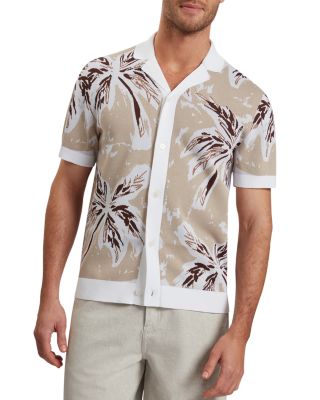 Kyes Short Sleeve Knitted Leaf Regular Fit Button Down Shirt