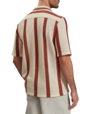 Niks Short Sleeve Striped Crochet Regular Fit Button Down Shirt