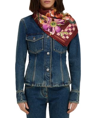 Flower Bordeaux Silk Scarf