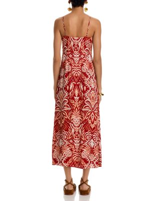 Tropical Tapestry Red Slip Dress