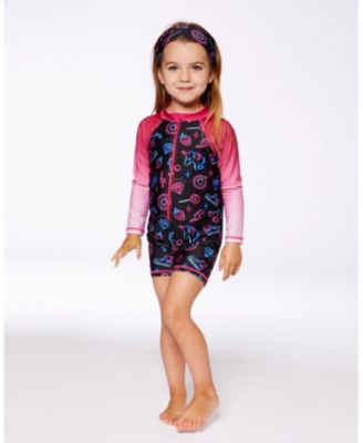Girls' Printed Long Sleeve One-Piece Rashguard - Little Kid