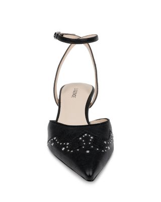 Women's Liana Pointed Toe Stud Detail Kitten Heel Pumps