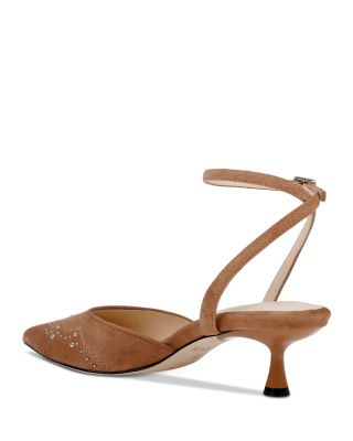 Women's Liana Pointed Toe Stud Detail Kitten Heel Pumps