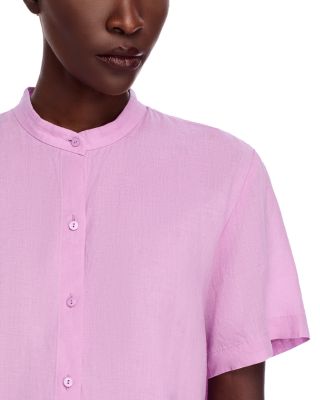 Linen Mandarin Collar Shirt