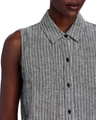 Linen Striped Sleeveless Shirt