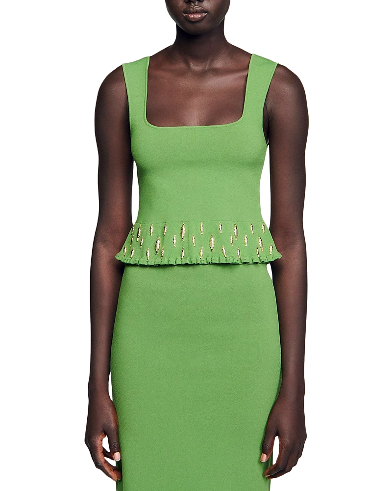 Shop Sandro Square Neck Peplum Hem Top