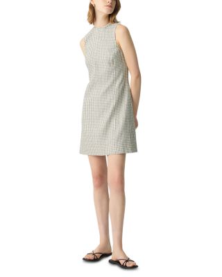 A-Line Mini Dress in Checked Linen-Blend