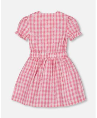  Girls' Puff Sleeve Dress with Waist Tie - Big Kid