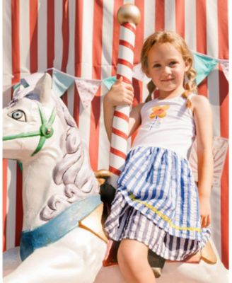  Girls' Bi-Material Cotton and Seersucker Dress - Little Kid