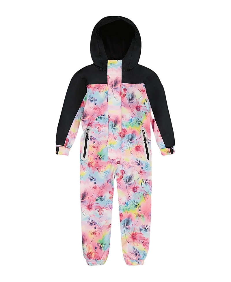 Deux Par Deux Girl's Printed Mid-season One-piece Outerwear Butterflies On Multicolored And Black Ba