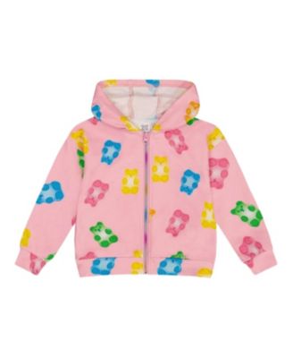 Deux par Deux - Girls' Printed French Terry Hoodie Cardigan - Little Kid
