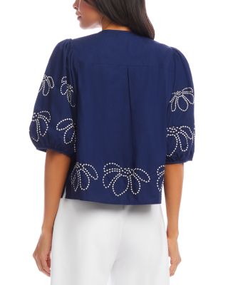 Embroidered Puff Sleeve Shirt