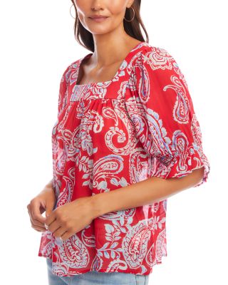 Ruffle Sleeve Square Neck Top