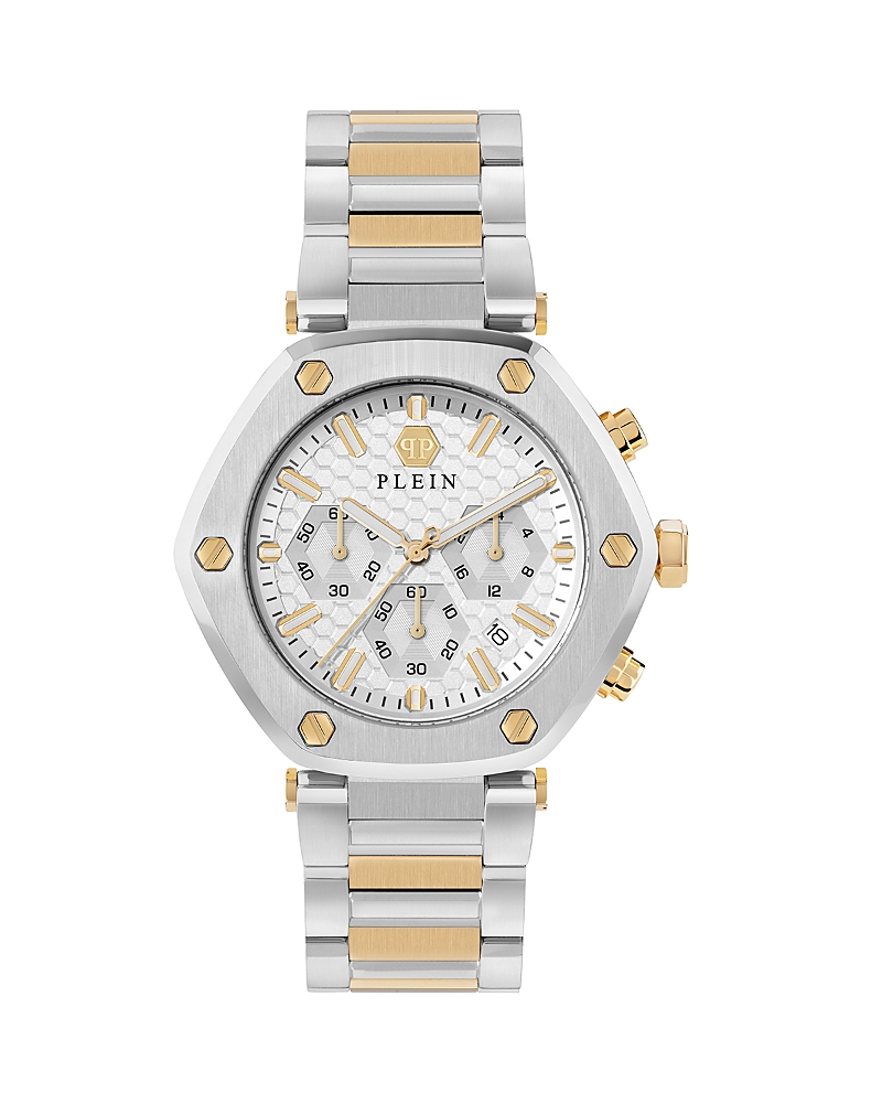 Philipp Plein The Hexagon Chrono Bracelet Watch In Silver/two Tone