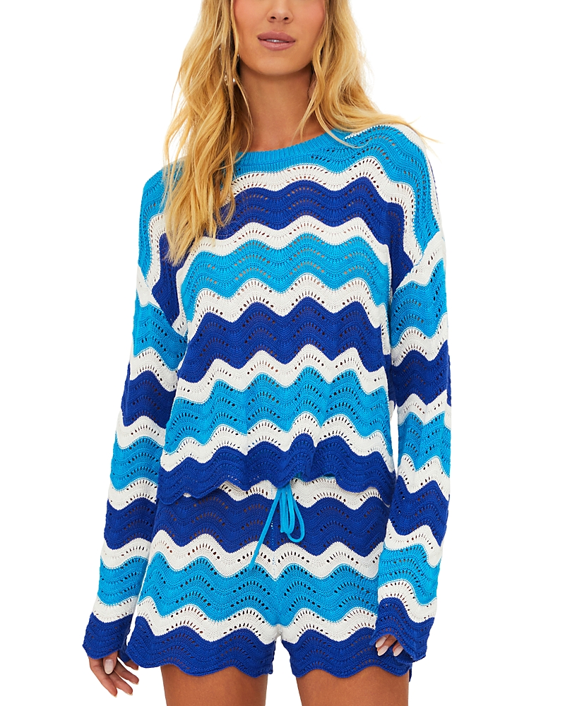 Beach Riot Beach Wavy Stripe Pointelle Cover-up Sweater