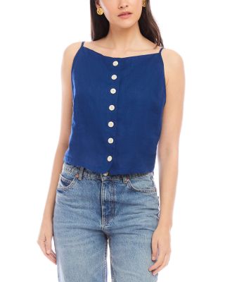 Elis Sleeveless Button Up Linen Top