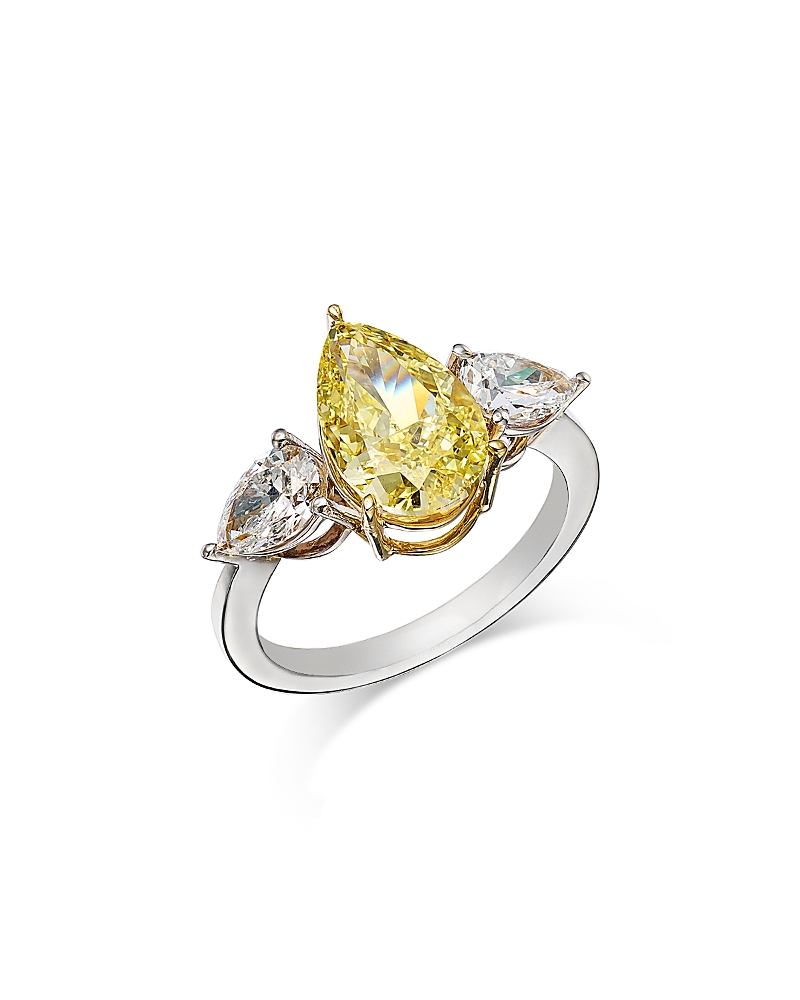 Bloomingdale's Fine Collection Certified Lab Grown Yellow & White Pear Cut Diamond Engagement Ring In 18k White Gold, 4.1 Ct. T. W.