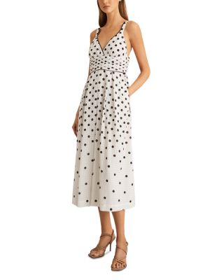 REISS - Dottie Polka Dot Midi Dress