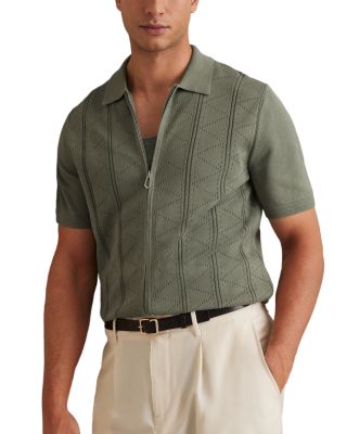 REISS - Pointelle Zip Front Shirt