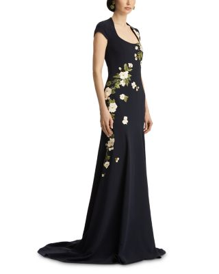 Short Sleeve Embroidered Cherry Blossom Gown