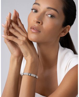 Sterling Silver Black Caviar Rope Bracelet with Diamonds & Black Ceramic