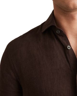 Ruban Long Sleeve Button Front Linen Shirt