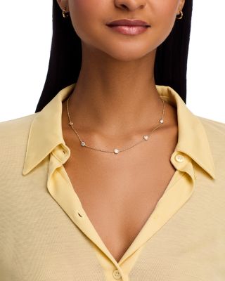Diamond Bezel Station Necklace in 14K Yellow Gold, 1.5 tcw