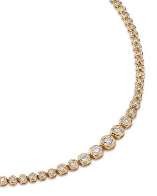 Diamond Bezel Tennis Choker Necklace in 14K Yellow Gold, 6.0 tcw