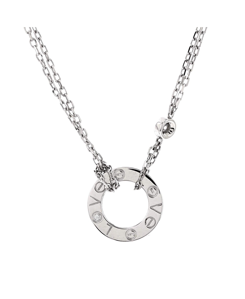 Pre-owned Pre-owned Cartier Cartier 2 Diamonds Love Pendant Necklace 18k White Gold With Diamonds