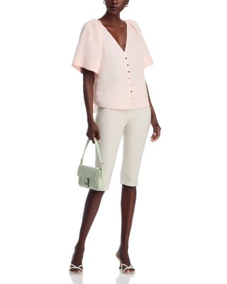 V Neck Elbow Sleeve Top