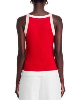 Sleeveless Color Blocked Halter Top